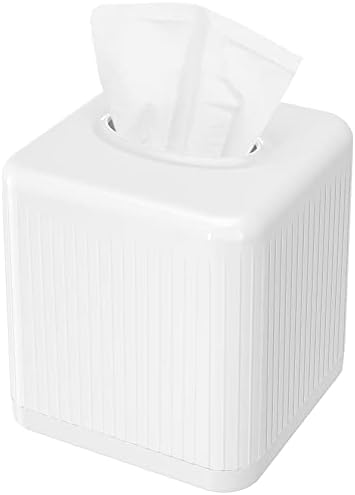 Livelab Square Tissue Box Cover with Base - White 1