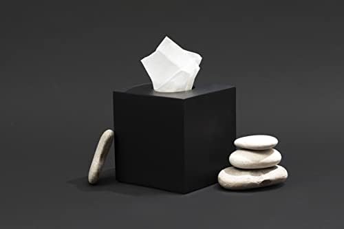 Essentra Home Matte Black Square Tissue Box Cover 1