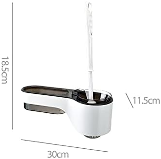 Wall Mounted Toilet Brush Holder with Long Handle Brush for Bathroom Cleanliness