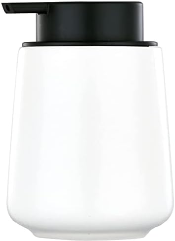 Eyrozia 12Oz White Ceramic Soap Dispenser with Black Pump