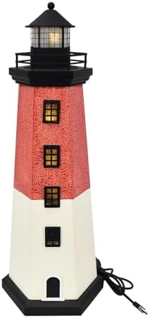 K KILIPES USB Powered Wooden Lighthouse Decor
