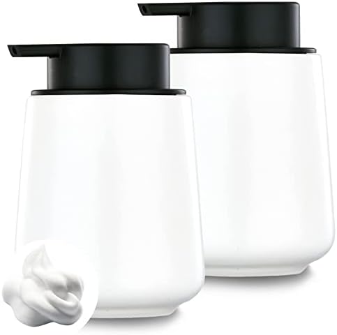 Eyrozia 12Oz White Ceramic Foam Soap Dispenser Set