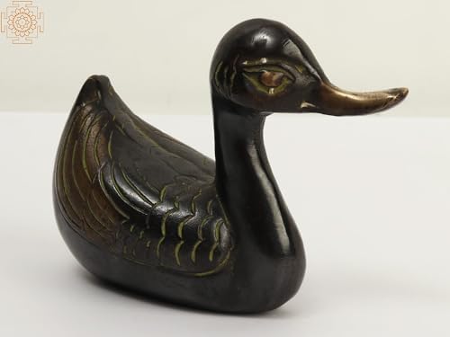 Exotic India 6 Brass Decorative Duck Statue
