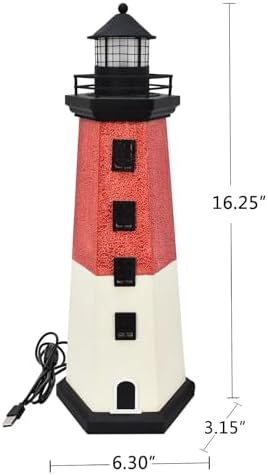 K KILIPES USB Powered Wooden Lighthouse Decor