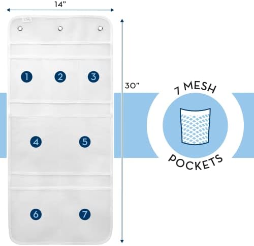 ST INC Shower Organizer with 7 Pockets 14x30 Inch White
