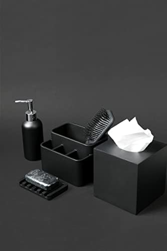 Essentra Home Matte Black Square Tissue Box Cover 1