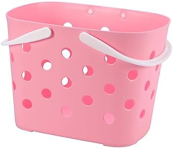 MAGICLULU Pink Plastic Bathroom Storage Handle Basket