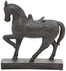 Deco 79 Polystone Horse Statue 9 x 3 x 9 Brown