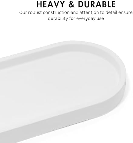 Matte White Round Soap Dispenser Tray Holds 2 Bottles