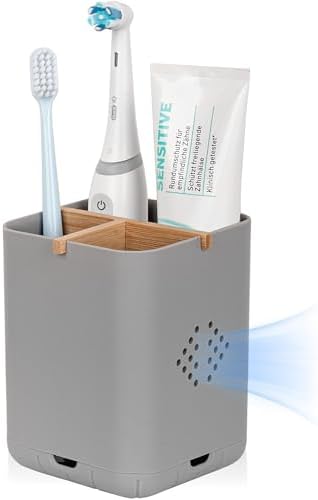Durable Toothbrush Holder with 3 Slots Grey