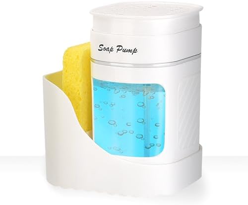 Eavida 3-in-1 Dish Soap Dispenser with Sponge Holder - White