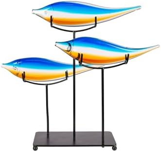 Dale Tiffany AS24126 Blue Garfish Art Glass Sculpture with Stand