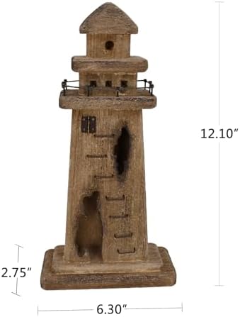 Veclotch Rustic Wooden Lighthouse Decor