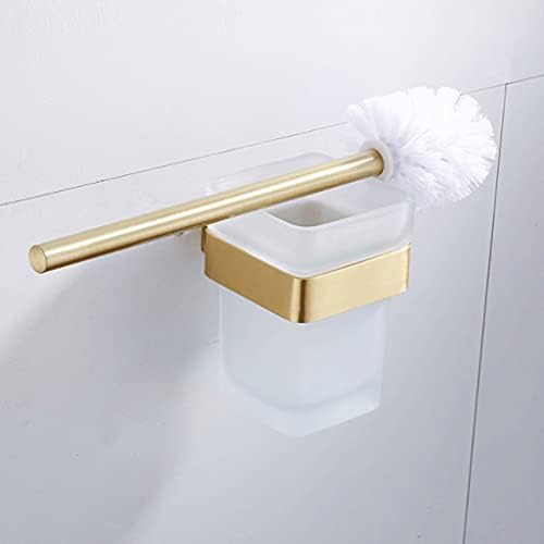 Gold Toilet Brush Holder Set with Aluminum Frame