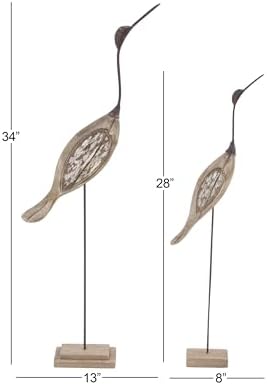 Deco 79 Coastal Bird Sculptures Set of 2