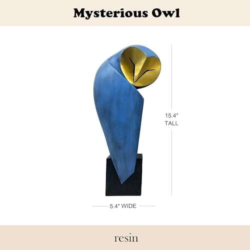 Mid-Century 15 Inch Resin Owl Statue - Handmade Home Decor