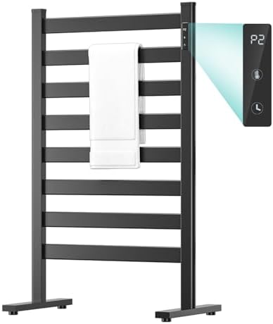 Zelngo Heated Towel Rack 8 Bars Fast Heating Constant Temp Waterproof Black