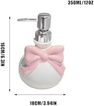 Ceramic Soap Dispenser with Bow 12oz Refillable for Kitchen and Bathroom