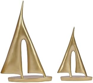 2 Pack Gold Sailboat Decor for Home Office