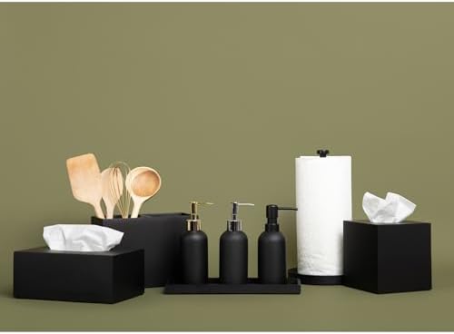 Essentra Home Matte Black Square Tissue Box Cover 1
