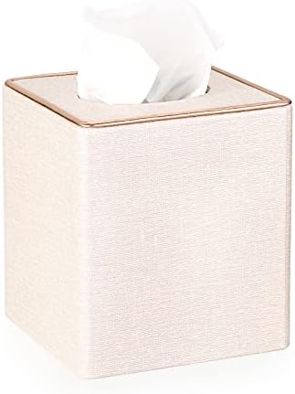 Sumnacon Square Linen Tissue Box Cover - Magnetic Bottom Beige