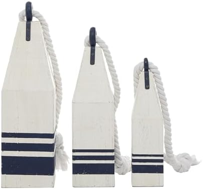 Deco 79 Coastal Wood Buoy Sculptures Set of 3 1