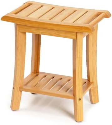 Unibambou Bamboo Shower Bench with Storage Shelf