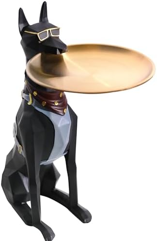 Large Modern Standing Dog Statue with End Table Tray