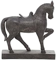 Deco 79 Polystone Horse Statue 9 x 3 x 9 Brown