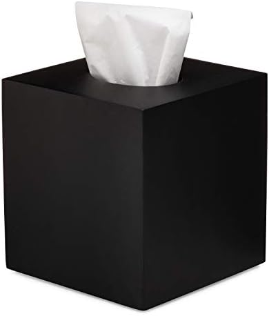 Essentra Home Matte Black Square Tissue Box Cover 1