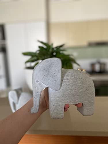 Huey House Elephant Sculptures 2 Piece Set 6 and 5 Light Gray