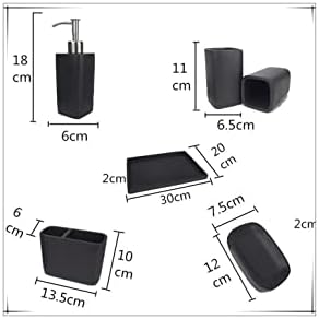 HELGN Countertop Soap Dispenser Set 5 Pieces Natural Marble Wood Grain
