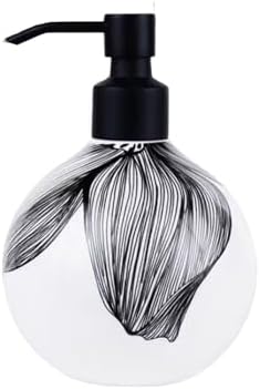 Bathroom Soap Dispenser with 360 Pump Head and Bone China Design Black