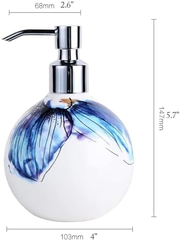 Bathroom Soap Dispenser with 360 Pump Head and Bone China Design Black