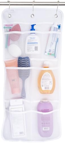 ST INC Shower Organizer with 7 Pockets 14x30 Inch White