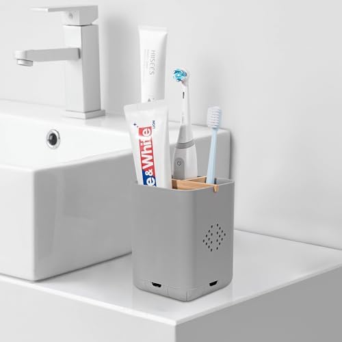 Durable Toothbrush Holder with 3 Slots Grey