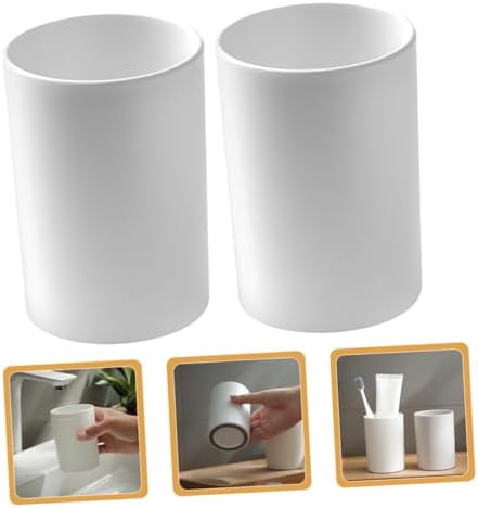 Bathroom Tumbler Cup Reusable Toothbrush Holder Large Capacity White 1
