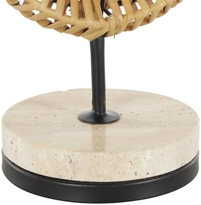 Deco 79 Brown Rattan Abstract Infinity Sculpture with Marble Base