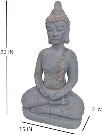 VANZUNE 26H Gray Buddha Statue for Home Decor