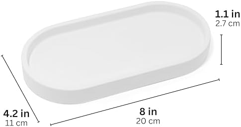 Matte White Round Soap Dispenser Tray Holds 2 Bottles