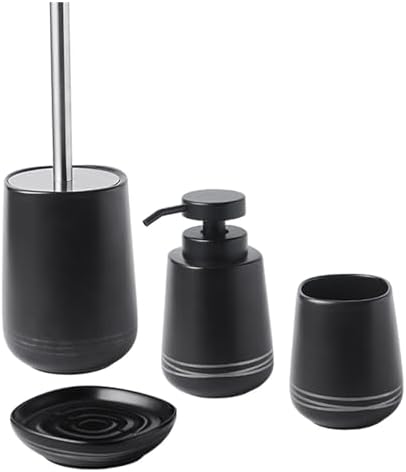 4-Piece Bathroom Dispenser Set with Pump Black