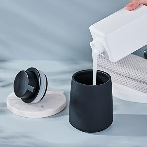 Eyrozia 12Oz Black Ceramic Soap Dispenser
