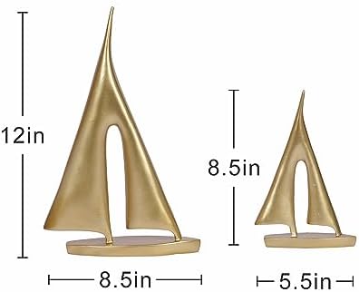 2 Pack Gold Sailboat Decor for Home Office