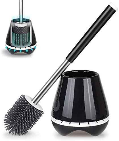 Toilet Brush with Holder and Silicone Bristles