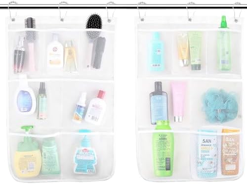 Armuzui 2 Pack Mesh Shower Caddy 7 Pockets 3 Hooks