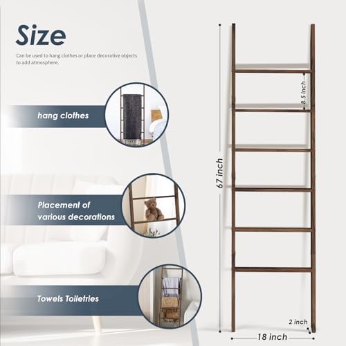 Acacia Wood Blanket Ladder with 6 Tiers