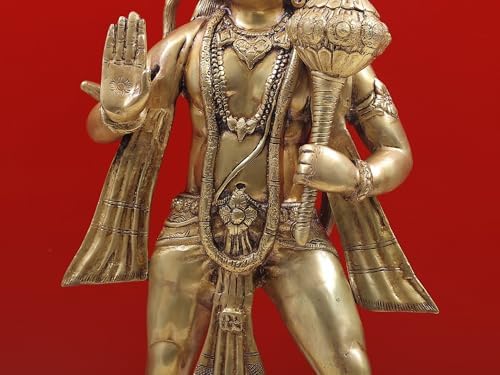 Brass Hanuman Statue 24 Inches for Home Office Decor