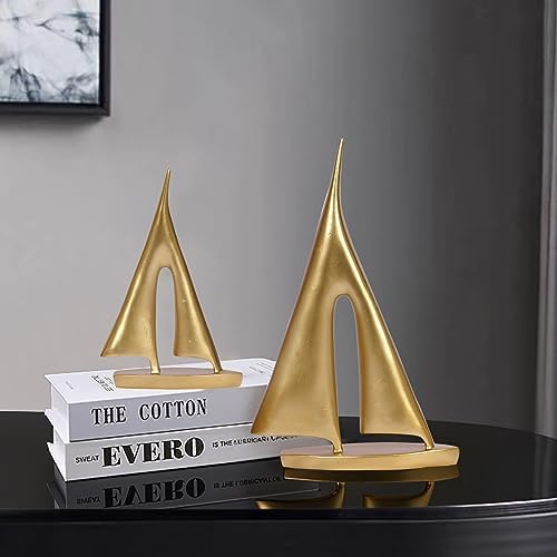 2 Pack Gold Sailboat Decor for Home Office