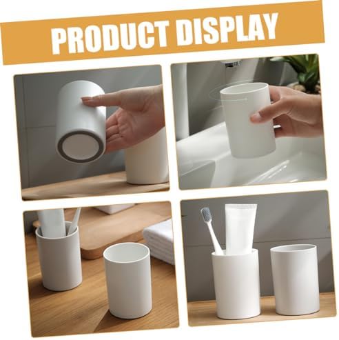 Bathroom Tumbler Cup Reusable Toothbrush Holder Large Capacity White 1