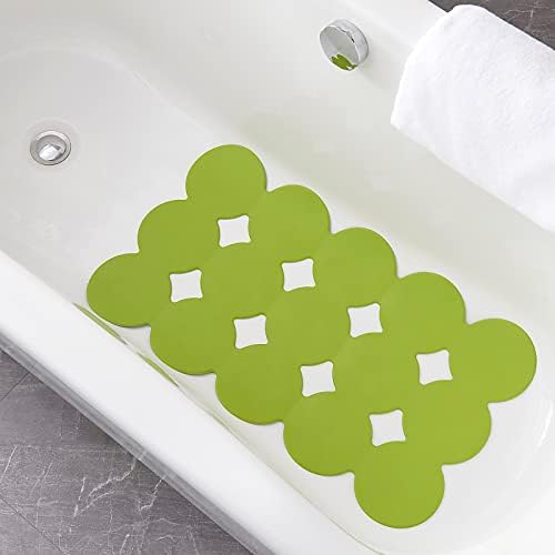 Webos Non-Slip Bath Mat with Suction Cups Soft Rubber 28x16 Inch